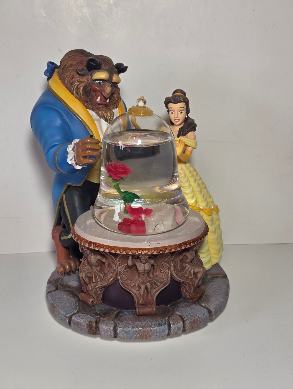 Vintage '91 Disney Beauty and the Beast Musical Snow Globe - Rare Enchanted Rose